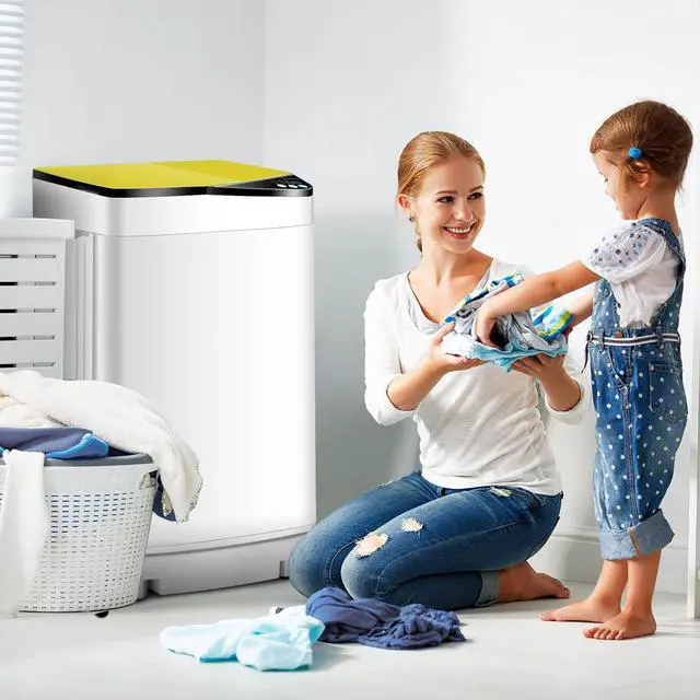 Alt view image 5 of 7 - Full-Automatic Washing Machine 7.7 lbs Washer/Spinner Germicidal UV Light Yellow