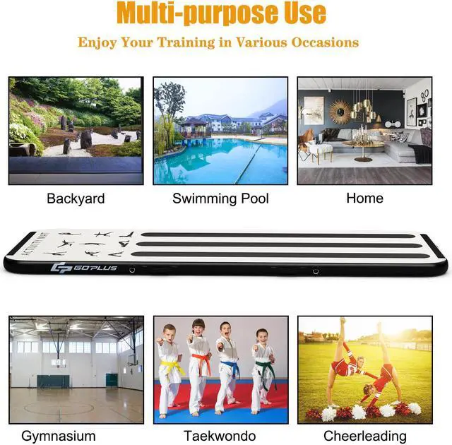 Alt view image 7 of 7 - Goplus 10FT Air Track Inflatable Gymnastics Tumbling Mat w/ Pump Black