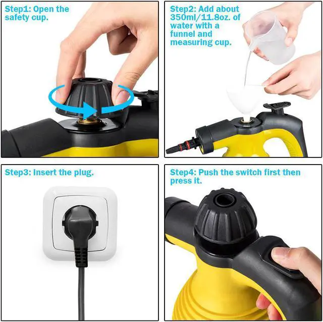 Alt view image 7 of 7 - Costway Multifunction Portable Steamer Household Steam Cleaner 1050W with Attachments Yellow