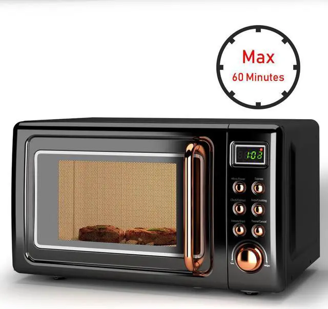 Alt view image 7 of 7 - Costway 0.7Cu.ft Retro Countertop Microwave Oven 700W LED Display Glass Turntable Rose Gold
