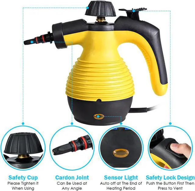 Alt view image 6 of 7 - Costway Multifunction Portable Steamer Household Steam Cleaner 1050W with Attachments Yellow
