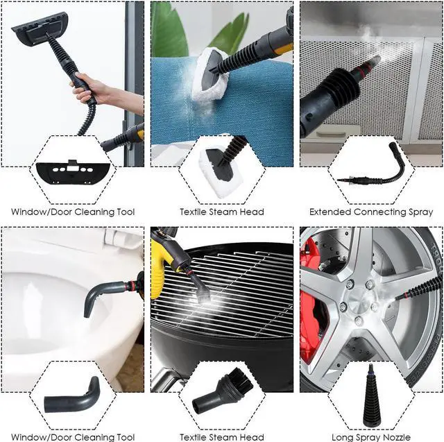 Alt view image 2 of 7 - Costway Multifunction Portable Steamer Household Steam Cleaner 1050W with Attachments Yellow