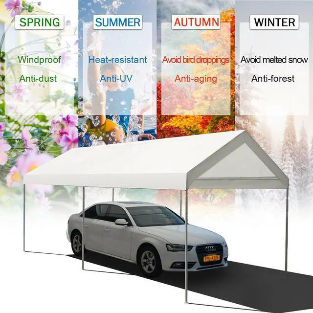 Alt view image 4 of 7 - Costway Steel Frame Party Tent Canopy Shelter Portable Car Carport Garage Cover