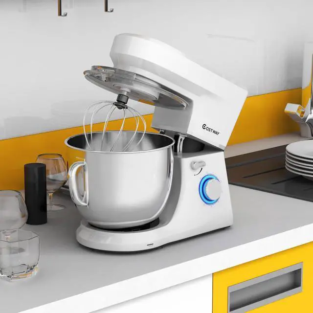 Alt view image 2 of 7 - Costway Tilt-Head Stand Mixer 7.5 Qt 6 Speed 660W with Dough Hook, Whisk & Beater White