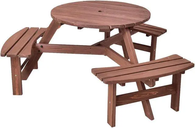 Main image of Costway Patio 6 Person Outdoor Wood Picnic Table Beer Bench Set Pub Dining Seat Garden