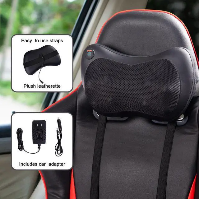 Alt view image 4 of 7 - Costway Shiatsu Shoulder Neck Back Massage Pillow with Heat Deep Kneading Massager Car Seat