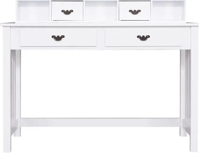 Alt view image 7 of 7 - Costway Writing Desk Mission White Home Office Computer Desk 4 Drawer White