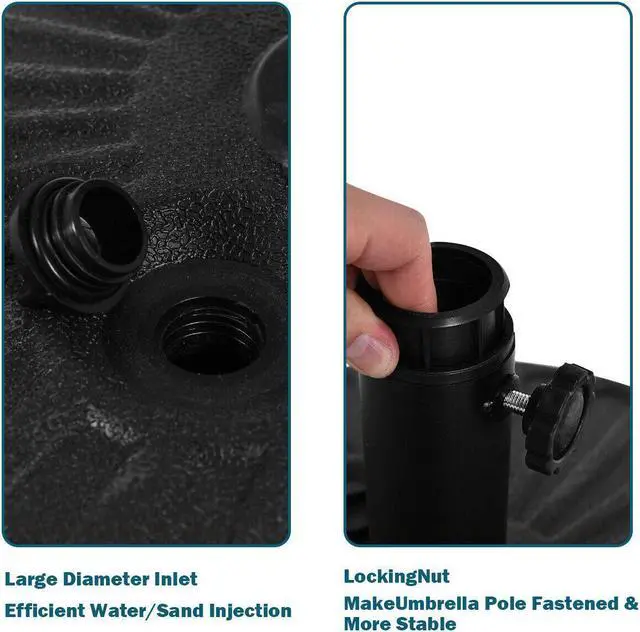 Alt view image 5 of 7 - Costway 20'' Round 23L Water Filled Umbrella Base Stand Self-filled Patio Furniture Black