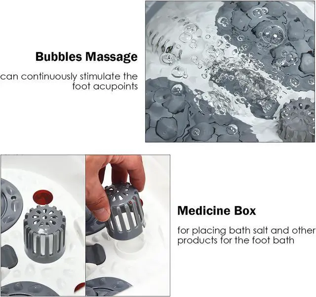 Alt view image 7 of 7 - Costway Portable Multi-function Electric Foot Spa Bath Shiatsu Roller Motorized Massager Grey