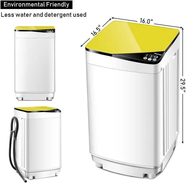Alt view image 2 of 7 - Full-Automatic Washing Machine 7.7 lbs Washer/Spinner Germicidal UV Light Yellow