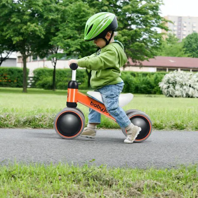 Alt view image 4 of 7 - Babyjoy 4 Wheels Baby Balance Bike Children Walker No-Pedal Toddler Toys Rides Orange