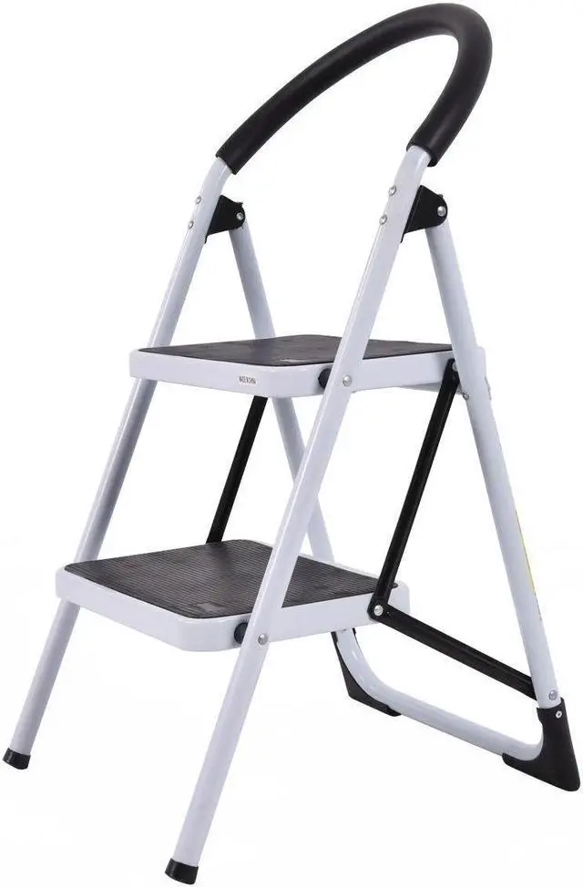 Alt view image 4 of 7 - Costway 2 Step Ladder Folding Stool Heavy Duty 330Lbs Capacity Industrial Lightweight