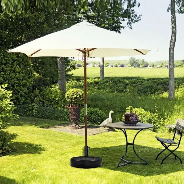 Alt view image 4 of 7 - Costway 20'' Round 23L Water Filled Umbrella Base Stand Self-filled Patio Furniture Black