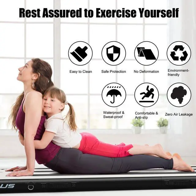 Alt view image 5 of 7 - Goplus 10FT Air Track Inflatable Gymnastics Tumbling Mat w/ Pump Black