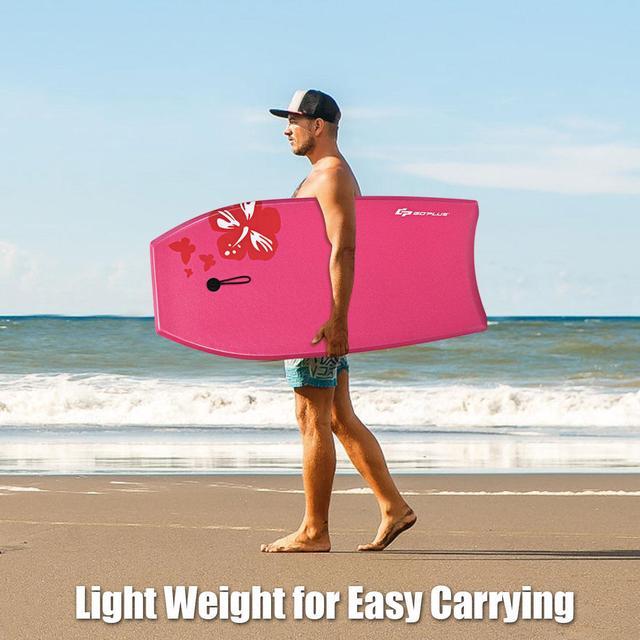 Alt view image 4 of 7 - Goplus 41'' Super Lightweight Bodyboard Surfing W/Leash EPS Core Boarding IXPE Pink
