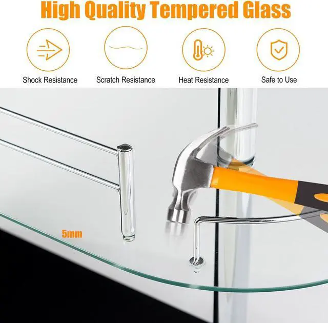 Alt view image 6 of 7 - Costway Wine Rack Unit w/Tempered Glass Shelf & Glass Holders Glossy  Black