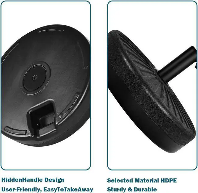 Alt view image 6 of 7 - Costway 20'' Round 23L Water Filled Umbrella Base Stand Self-filled Patio Furniture Black
