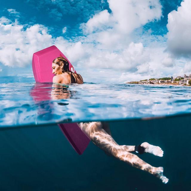 Alt view image 3 of 7 - Goplus 41'' Super Lightweight Bodyboard Surfing W/Leash EPS Core Boarding IXPE Pink