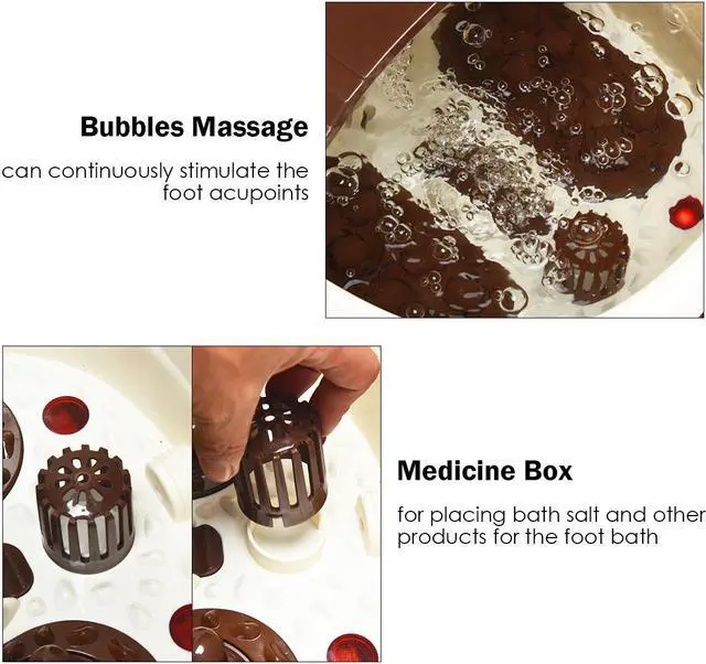 Alt view image 7 of 7 - Costway Portable Electric Foot Spa Bath Shiatsu Roller Motorized Massager Fast Heating Brown