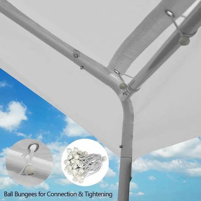 Alt view image 5 of 7 - Costway Steel Frame Party Tent Canopy Shelter Portable Car Carport Garage Cover