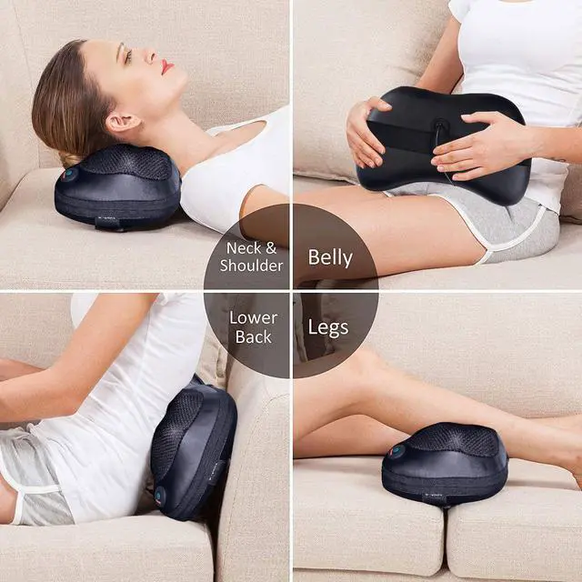 Alt view image 6 of 7 - Costway Shiatsu Shoulder Neck Back Massage Pillow with Heat Deep Kneading Massager Car Seat