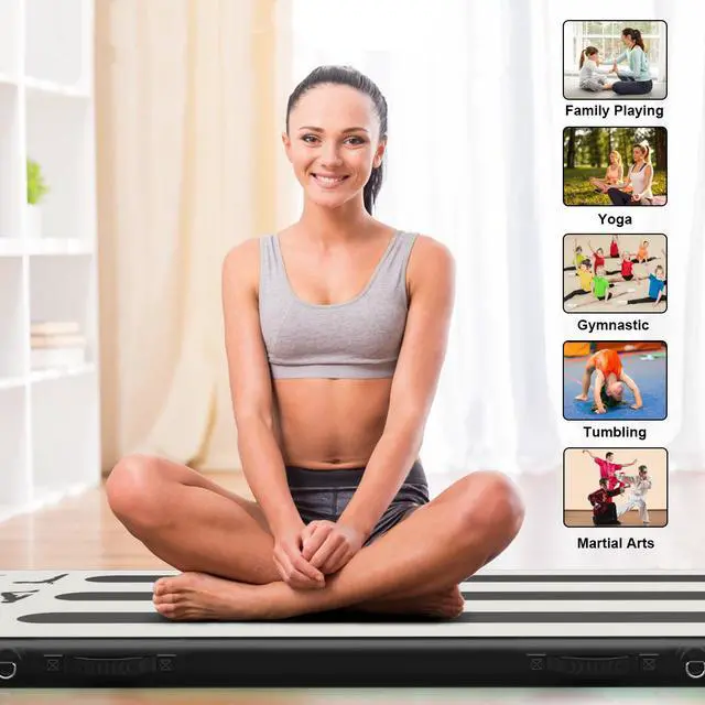 Alt view image 6 of 7 - Goplus 10FT Air Track Inflatable Gymnastics Tumbling Mat w/ Pump Black