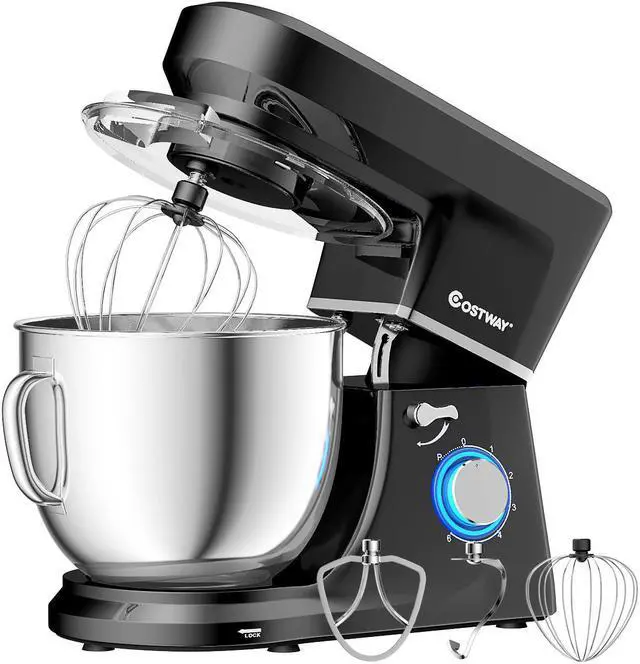 Main image of Costway Tilt-Head Stand Mixer 7.5 Qt 6 Speed 660W with Dough Hook, Whisk & Beater Black
