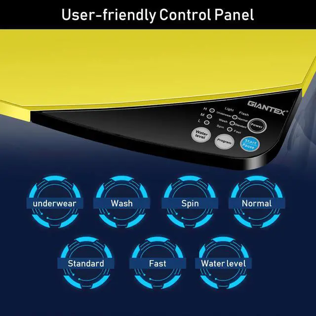 Alt view image 6 of 7 - Full-Automatic Washing Machine 7.7 lbs Washer/Spinner Germicidal UV Light Yellow