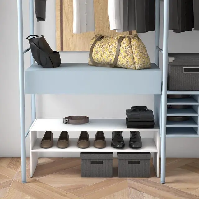 Alt view image 6 of 7 - Costway 3 PCS Stackable Shoe Rack 31-Inch Horizontal Organizer 2-tier StorageShelf White