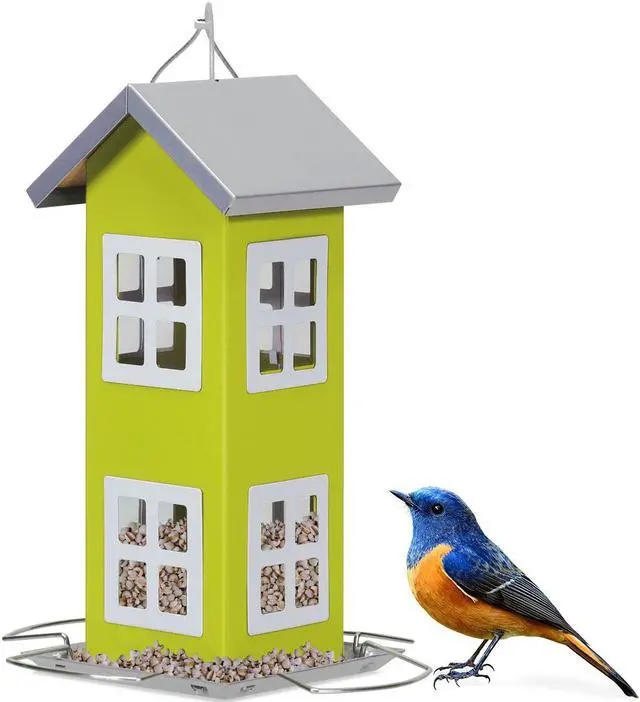 Main image of Outdoor Wild Bird Feeder Weatherproof House Design Garden Yard Decoration Green