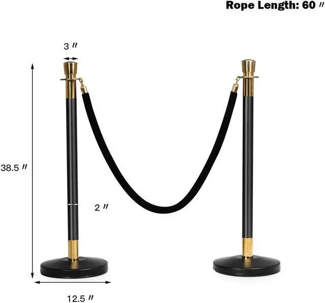 Alt view image 2 of 7 - 6Pcs Stanchion Posts Queue Pole Retractable 3 Velvet Ropes Crowd Control Barrier