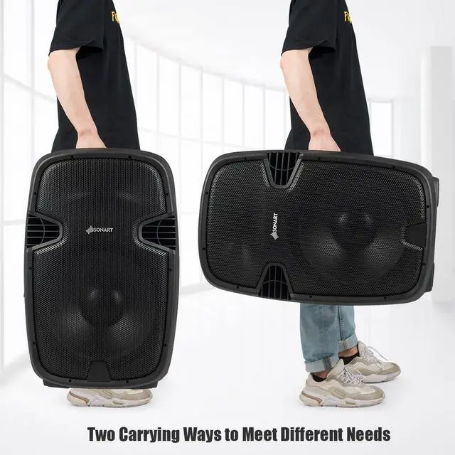 Alt view image 7 of 7 - Portable Dual 15'' 2-way 2000 W Powered Speakers w/ Bluetooth Stands & Controller