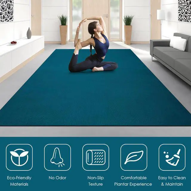 Alt view image 7 of 7 - Large Yoga Mat 7' x 5' x 8 mm Thick Workout Mats for Home Gym Flooring Blue