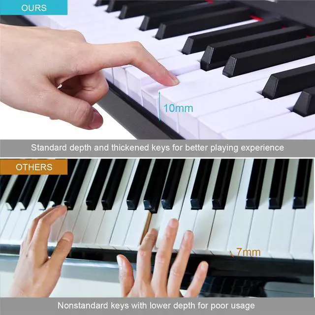 Alt view image 5 of 7 - BXII 61 Key Digital Piano MIDI Keyboard Touch sensitive w/ Bluetooth & MP3 Black