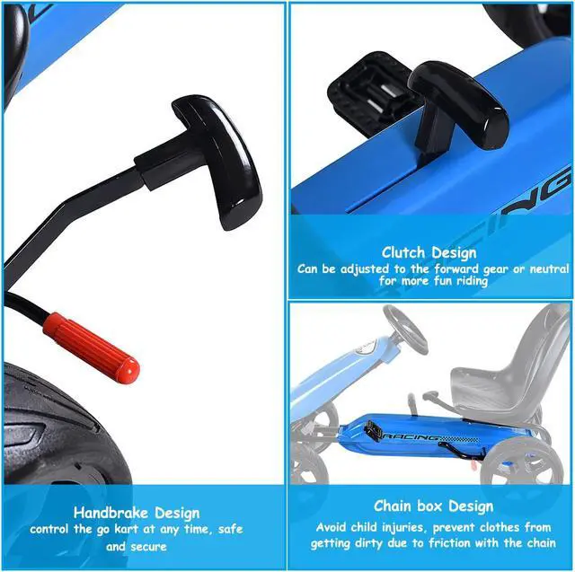 Alt view image 6 of 7 - Go Kart Kid Ride On Car Pedal Powered Car 4 Wheel Racer Stealth Christmas