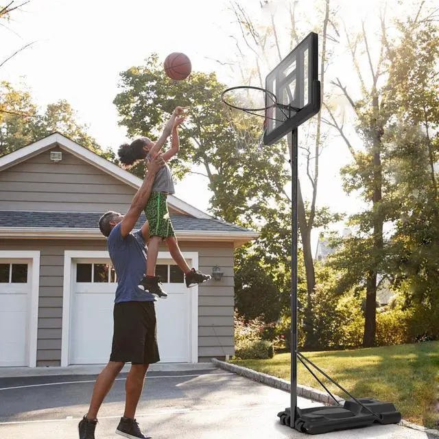 Alt view image 2 of 7 - Height Adjustable Portable Basketball Hoop System Shatterproof Backboard Wheels  2 Nets