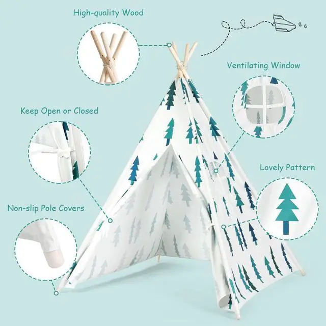 Alt view image 7 of 7 - 5'5 Indian Play Tent Teepee Children Playhouse Sleeping Dome Portable Carry Bag