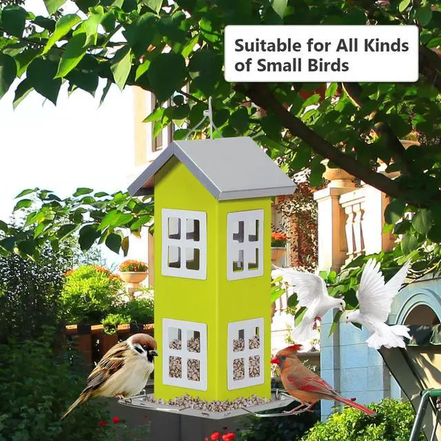 Alt view image 5 of 7 - Outdoor Wild Bird Feeder Weatherproof House Design Garden Yard Decoration Green