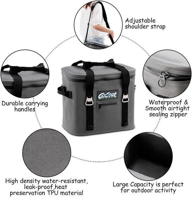 Alt view image 6 of 7 - 24-Can Large Soft Pack Cooler Bag Insulated Water-Resistant For Picnic Camping