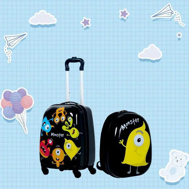 Alt view image 4 of 7 - 2PC Kids Luggage Set 12'' Backpack & 16'' Rolling Suitcase Travel ABS