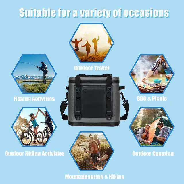 Alt view image 5 of 7 - 38 Cans Portable Cooler Bag Leak-Proof Insulated Water-Resistant For Camping