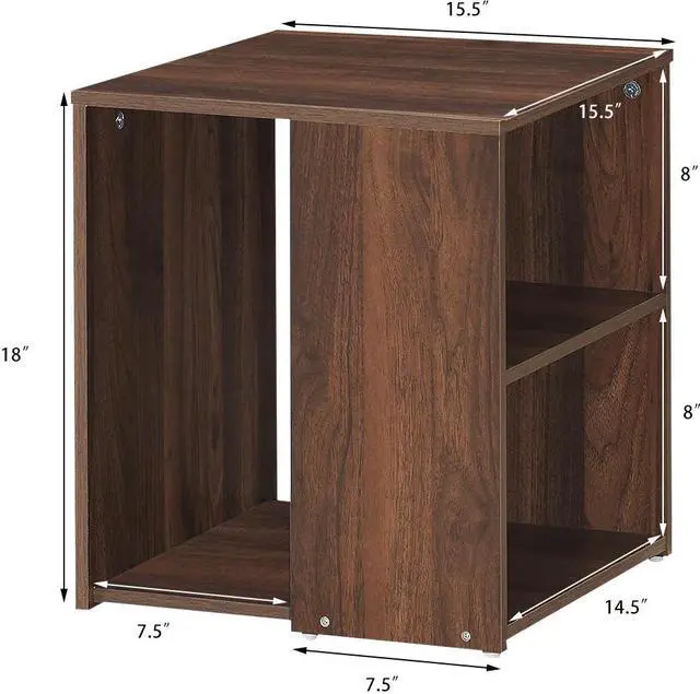 Alt view image 2 of 7 - Costway 2 PCS Nightstand Sofa Side End Table Bedside w/ Open Storage Shelves