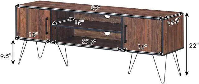 Alt view image 2 of 7 - TV Stand Media Center Storage Cabinet & Shelf Hold up to 60''TV W/ Metal leg