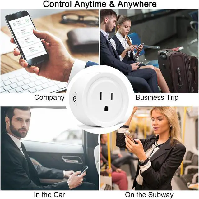 Alt view image 4 of 7 - Costway 4pcs Smart Sockets Mini Wifi Smart Plug Outlet Remote Home Appliances