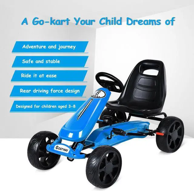 Alt view image 3 of 7 - Go Kart Kid Ride On Car Pedal Powered Car 4 Wheel Racer Stealth Christmas