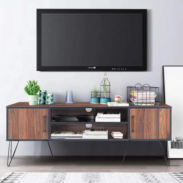 Alt view image 5 of 7 - TV Stand Media Center Storage Cabinet & Shelf Hold up to 60''TV W/ Metal leg