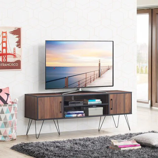 Alt view image 3 of 7 - TV Stand Media Center Storage Cabinet & Shelf Hold up to 60''TV W/ Metal leg
