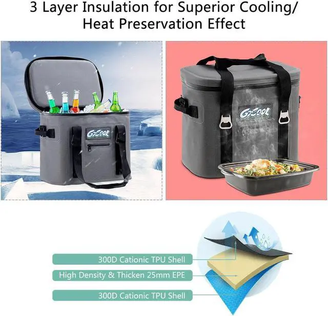 Alt view image 5 of 7 - 24-Can Large Soft Pack Cooler Bag Insulated Water-Resistant For Picnic Camping