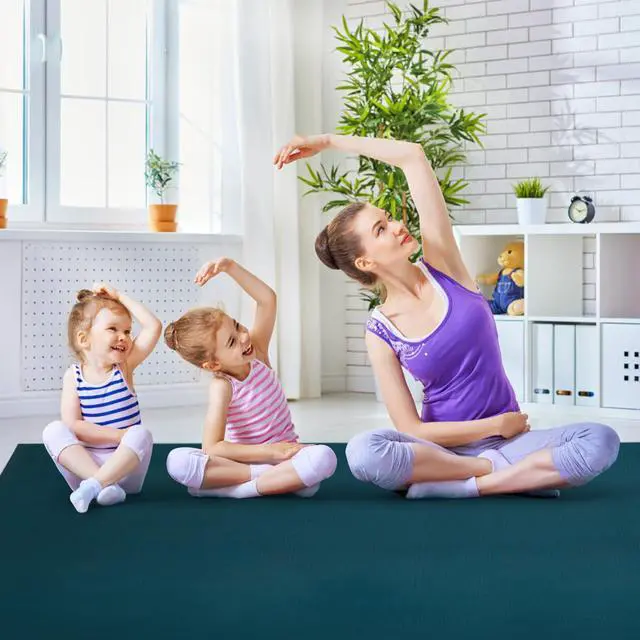 Alt view image 2 of 7 - Large Yoga Mat 7' x 5' x 8 mm Thick Workout Mats for Home Gym Flooring Blue