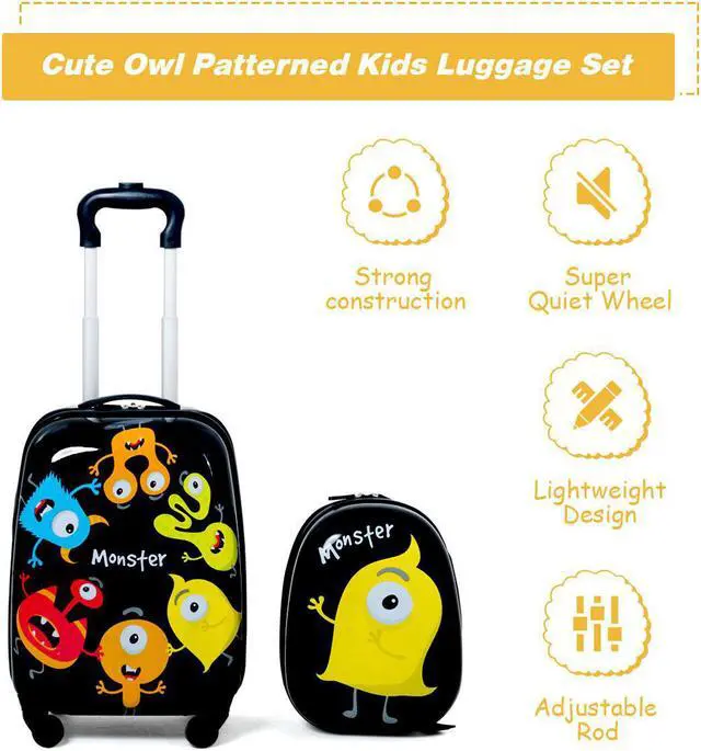 Alt view image 7 of 7 - 2PC Kids Luggage Set 12'' Backpack & 16'' Rolling Suitcase Travel ABS